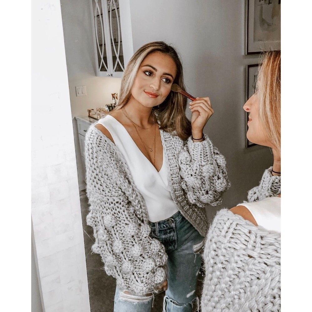 CHICWISH Cuteness On Sleeves Chunky Cardigan - Gray L/XL